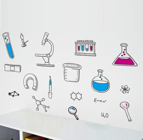 BIBITIME Science Laboratory Wall Decals - Vinyl Chemical Element Tool Stickers for Classroom Decor