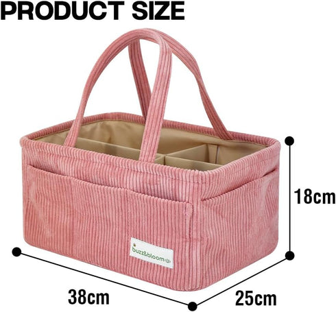 Buzz&Bloom Baby Diaper Caddy Organizer, Stylish Storage Basket for Newborn Essentials and Diaper Station, Gift for Baby
