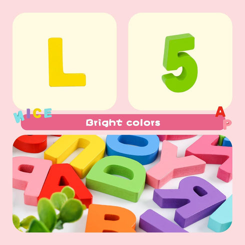 AMOR PRESENT 2PCS Educational Wooden Puzzles for Kids, Alphabet Number Shape Montessori Toys for Boys Girls