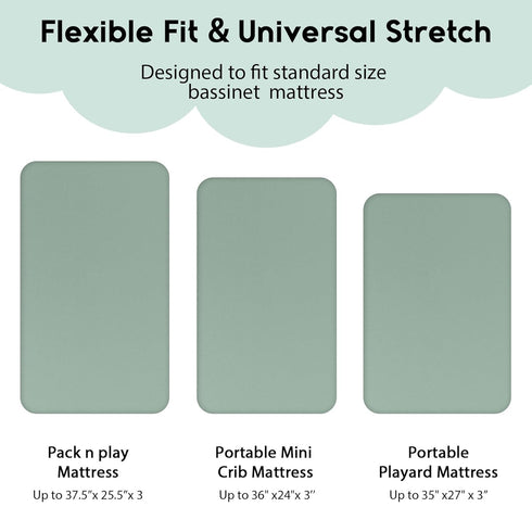 Pack 2-Pack Pack Yoofoss and Play Sheets Fitted, Mini Crib Sheets for N Play Mattress, Stretchy Playard Sheet, Soft