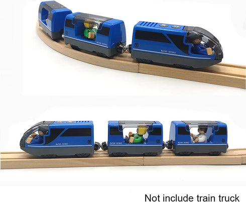 Battery Operated Train for Wooden Track Set Toys, Magnetic Couplings City Vehicle for Toddlers 3-5 Years (Without