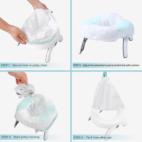 WOMUMON 30 Counts, Disposable Potty Liners with Absorbent Pads Leak-Proof Travel Toilet Bags for Toddlers, Fit OXO Tot
