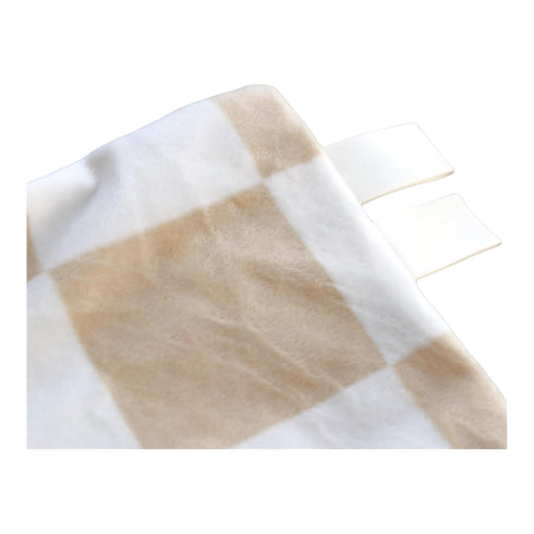 Handcrafted Plush Mini Baby Blanket Pacifier Holder - Tan & White Checked