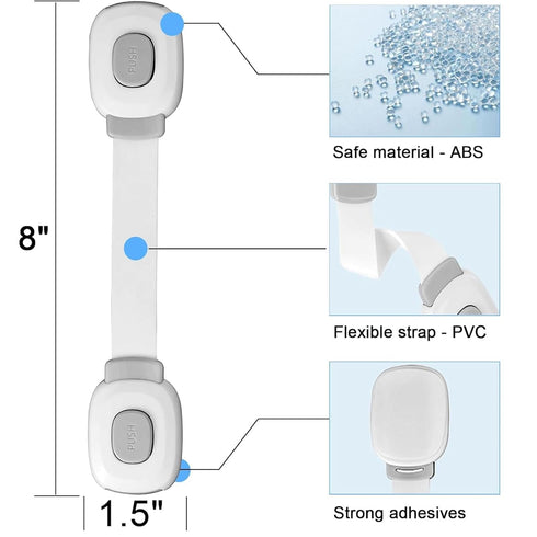 Fursafe&Q Baby Cabinet Locks, Child Safety Proofing Strap Locks for Furniture Kitchen, No Drill Multi-Purpose (ZGrey,