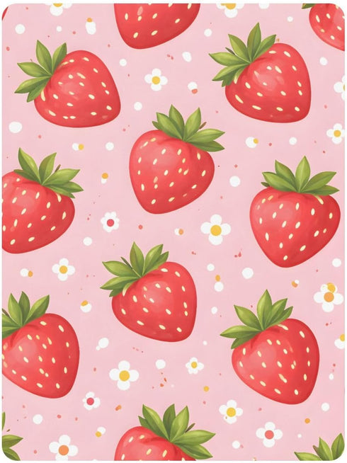 CZXW 52" 28" Cute Strawberry and Daisy Crib Sheets Fitted x Natural Cotton Soft & Breathable for Baby Crib Mattress