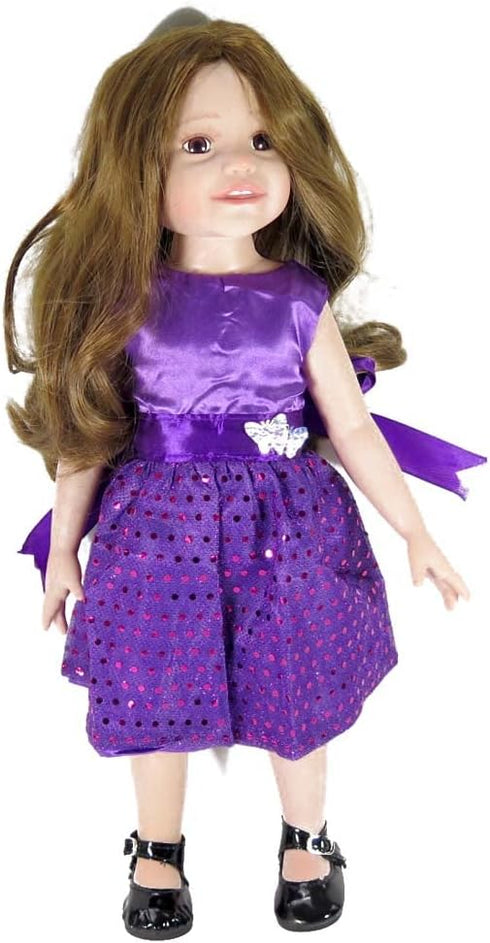 TianBo 18 Inch 18 inch ZK07 Doll Clothes Doll Accessories - Beautiful Purple Dress with Dots Outfit Fits Gril Dolls