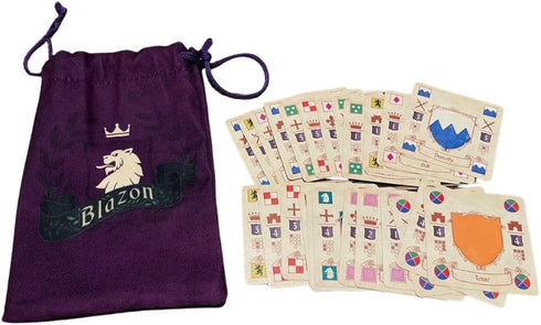 Blazon Medieval Family Board Game Bundle with Expansion Bag and Drink Coaster, Strategy Fun for Adults and Teens