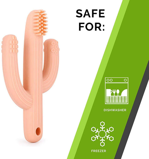 Cactus Teether, Baby Teething Toys for 0-6 Months, Natural Organic BPA Free (Peachy)
