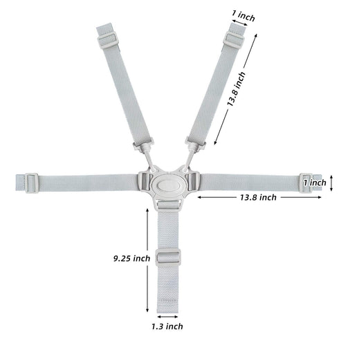 Adjustable High Chair Straps, Baby Safety Strap Belt for Stroller, Pushchair, Pram, Buggy (Grey)