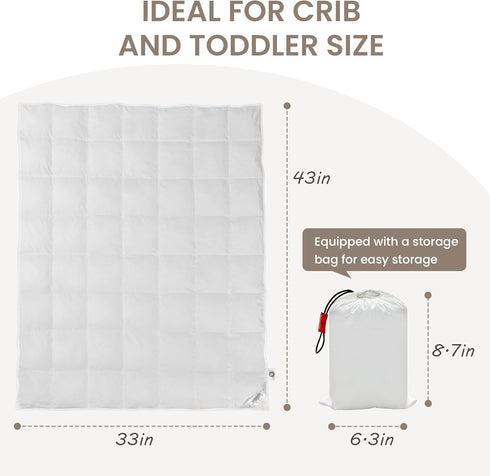 Summer 100% 33x43 Inches Toddler Goose Down Comforter Lightweight Cooling Baby Duvet Insert, Hypoallergenic Organic