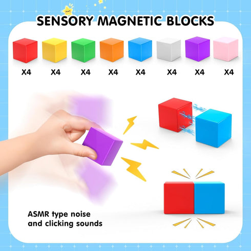 32 4-8 AuntyFey Pcs Building Blocks Cubes Blocks for Kids, Learning Educational Stem Blocks for Kids Ages