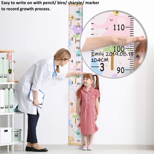 Beinou Baby Growth Chart for Wall, Height Chart for Kids with Wood Frame, 7.9in x 79in Canvas Hanging Measurement