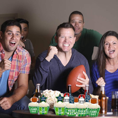 48pcs Football Cupcake Topper Wrapper Party Supplies for Sports Game Day SUPER BOWL Sunday