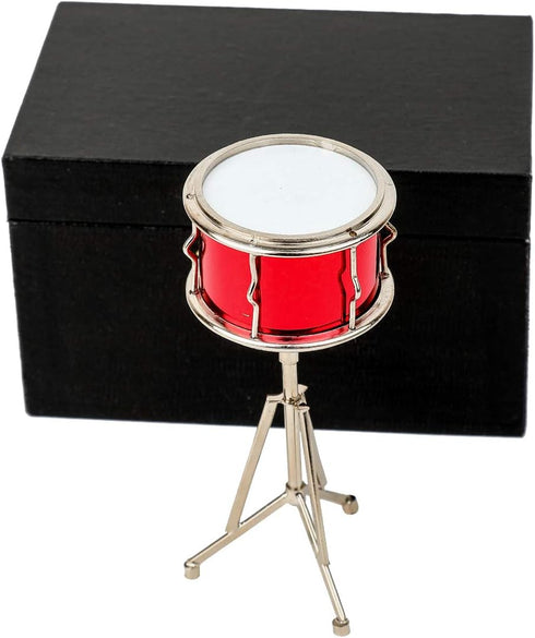 Miniature Snare Drum with Case, Mini Percussion Musical Instrument, Dollhouse Model Christmas Ornament Gift