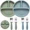 Baby Feeding Set, 2 Pack Silicone Suction Plates, 2 Pack Spoons and Forks, BPA Free, Baby Led Weaning Supplies