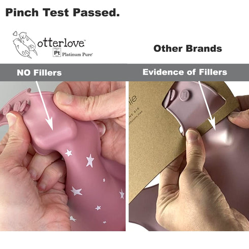 otterlove Silicone Baby Bibs, Pack of 2 with No Fillers and Wide Food Catching Pocket in Mint and Smoke