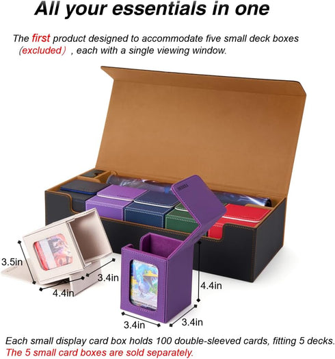 Venssu MTG Deck Box, Holds 5 Display Card Deck Boxes with Playmat, Trading Card Storage Box