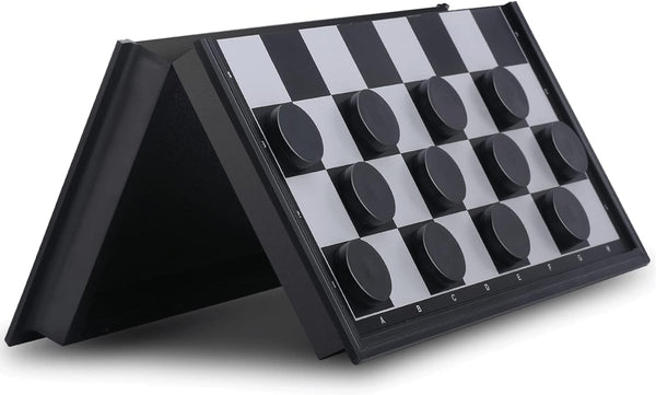 Folding Magnetic Travel Checkers Board Game Set - Family Educational Toys for Kids and Adults