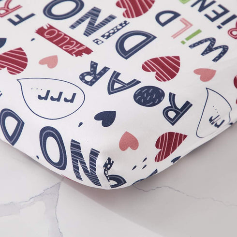 Joyreap 4 Set, Piece Toddler Bedding Standard Size Colorful Dinosaur Printed on Navy, Includes Quilted Comforter