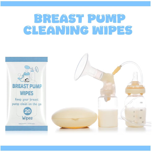 6 Pack 120 Count Threlaco Breast Pump Wipes Clean and Irritant Free Resealable Convenient Breast Pump Cleaning Wipes