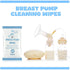 6 Pack 120 Count Threlaco Breast Pump Wipes Clean and Irritant Free Resealable Convenient Breast Pump Cleaning Wipes