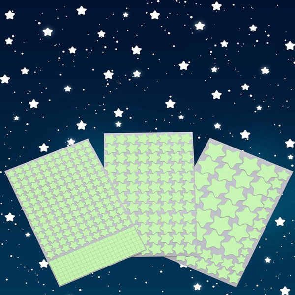 Aooyaoo 452Pcs Glow in The Dark Stars Wall Stickers, 3D Glowing Stars for Ceiling and Wall Decals, Green