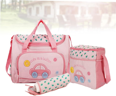 Mummy Set Multi-function Bag Tote Diaper Bag Changing Pad Tote Bottle Holder Large Capacity Car Pattern