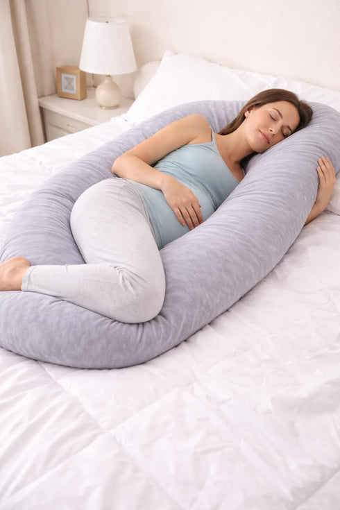 Generic 140x80cm Luxury U Shaped Body Pillow for Pregnancy - Soft Velvet Maternity Pillow for Sleeping & Nursing