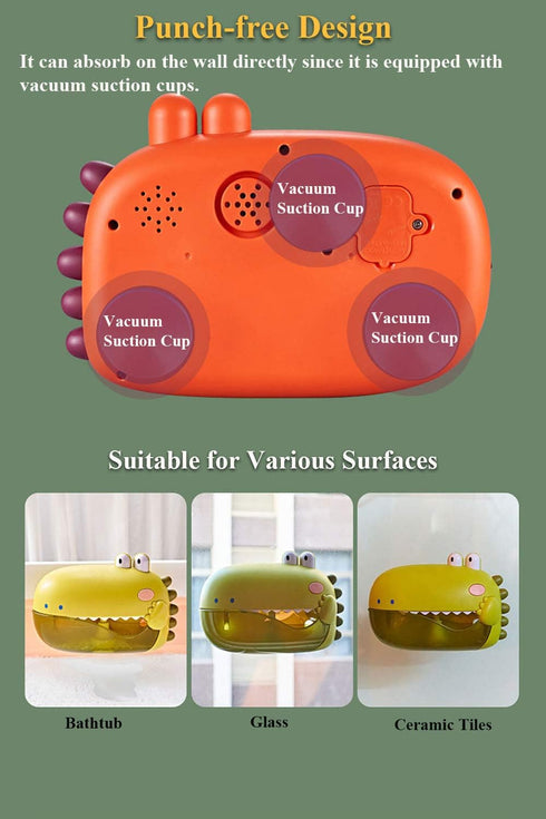 Electric Bathtub Bubble Machine, Kids Cute Cartoon Animal Dinosaur Bubble Blower Machine Alligator Bubble Maker Bath