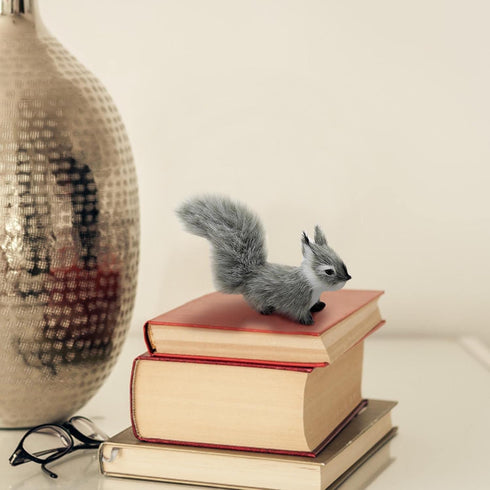 BWESOO 10cm Grey Mini Simulation Squirrel Mini Squirrel Stuffed Animals Rabbit Soft for Gift Home Decor Place Table