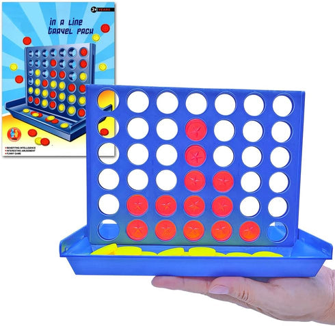 4 in a Line Game, Four in a Row Gaming Fun Set, Travel Portable Size with 6 Spare Discs Included