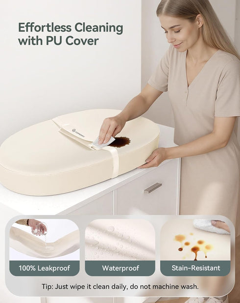 COMOMY Baby Changing Pad with Wipeable & Waterproof PU Cover, Contoured Diaper Changing Pad for Dresser with Non-Slip