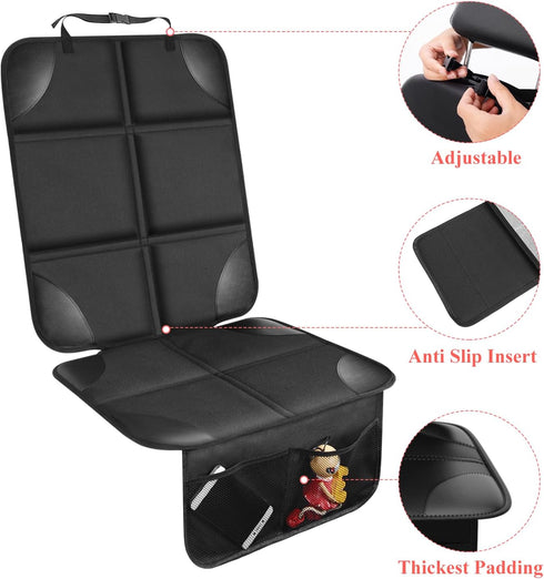 OpNelDum 600D 2 Car Seat Protector for Child, Thick Padding Seat Protector Under Baby, Waterproof Non-Slip Fabric