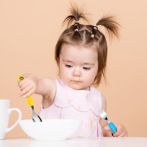 Lehoo Castle Toddler Utensils Kids Silverware, 6pcs Safety Stainless Steel Fork Spoon Knife Set, Children Flatware Set