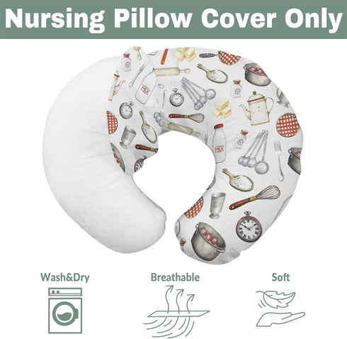 Fun Retro Kitchen Baby Nursing Pillow Covers for Boy Girl Vintage Kitchen Baking Nursery Feeding Pillowcase