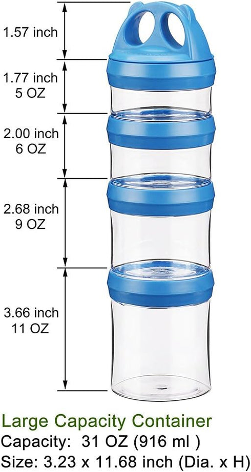 BeneLabel Stackable Food Storage Containers with Twist Lock System - 31 oz BPA-Free Tritan (Blue)