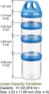 BeneLabel Stackable Food Storage Containers with Twist Lock System - 31 oz BPA-Free Tritan (Blue)