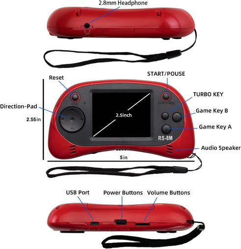 EASEGMER 16 Bit Kids Handheld Games, Built-in 220 HD Video Games, Portable Game Player for Ages 3-10