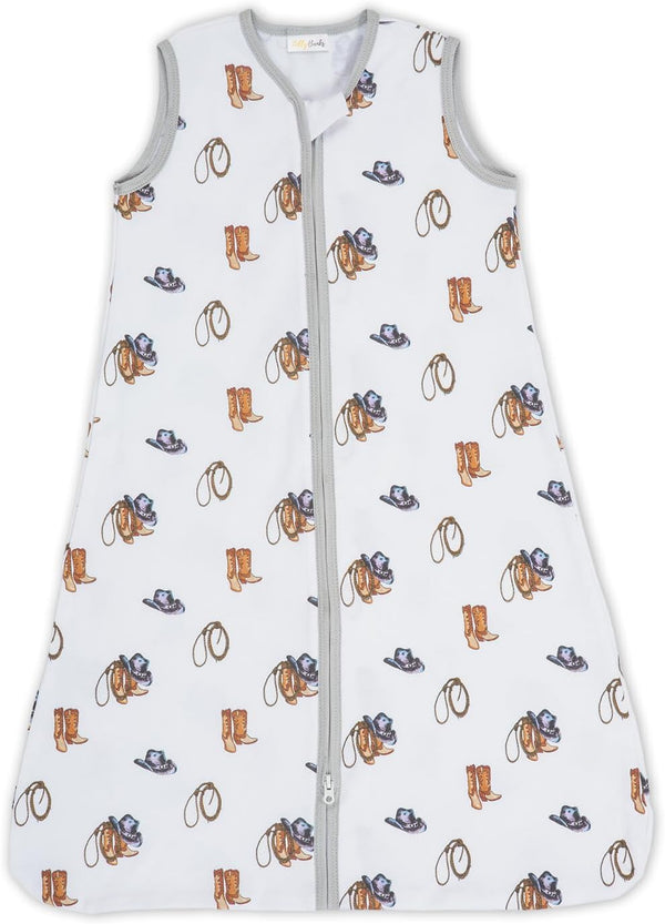 100% Organic Cotton Baby Sleep Sack, 0.5 TOG Lightweight, 2-Way Zipper Toddler Sleep Sack for Boys (Cowboy Outfit)