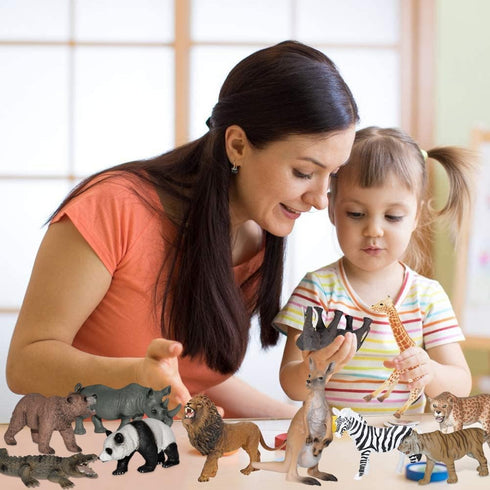 Andux Realistic Animals Figures Toys - Marine Life Wild Jungle Learning Educational Playset FZDW-03