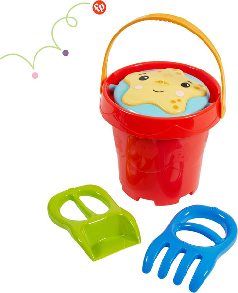 Fisher-Price Toddler 3-in-1 Beach Bucket: Portable Sprinkler and Sandcastle Mold, Water Toy and Sand Toys for Ages 18+