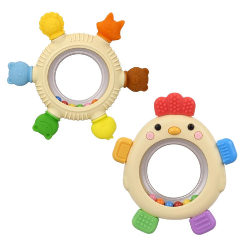 Sensory Toys for Babies, 2 Pack Baby Teething Rings Toys for 0-3