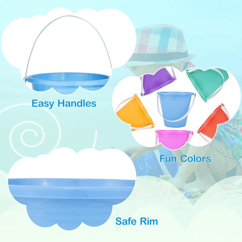 Holady 5'' Inch Summer Accessory(24 Bucket+24 Sand Beach Buckets Pail with Shovels,Water Bucket for Beach Fun Great