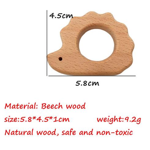 2pcs Natural Wooden Hedgehog Teething Pendant Pure Natural Beech Wood Animal Teether Shape for Handmade Necklace/Bracelet Accessory (Hedgehog 2pcs)