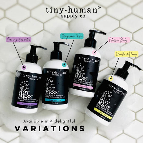 8oz (1-pack) Tiny Human Supply Co Hot Mess Baby Wash & Shampoo, Tropical Apple, pH Balanced, Natural Ingredients, No