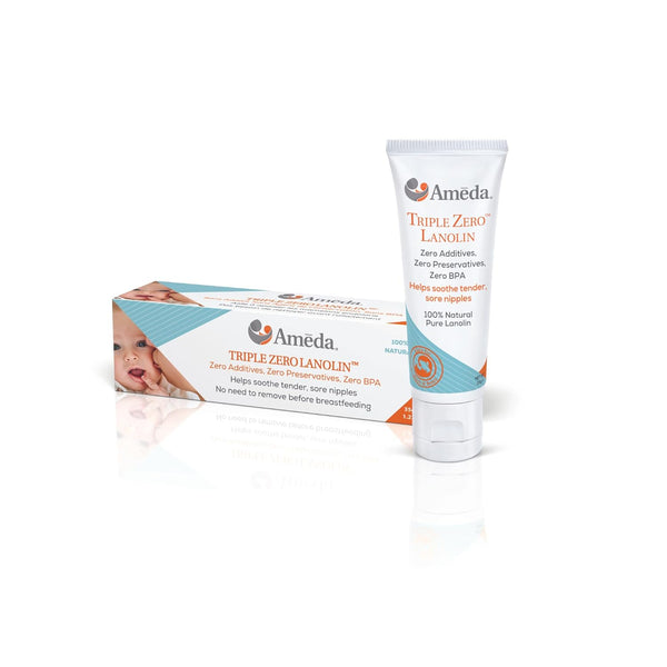 Ameda Triple Zero Lanolin Nipple Cream for Breastfeeding Pain, All Natural, 35g/1.2oz, Pure Lanolin Balm