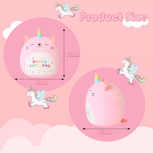 8 Inch) SQEQE Unicorn Cat Plush Kawaii Birthday Cat Plushies Pillow Cat Stuffed Animal Toy Soft Plushie Doll Gifts