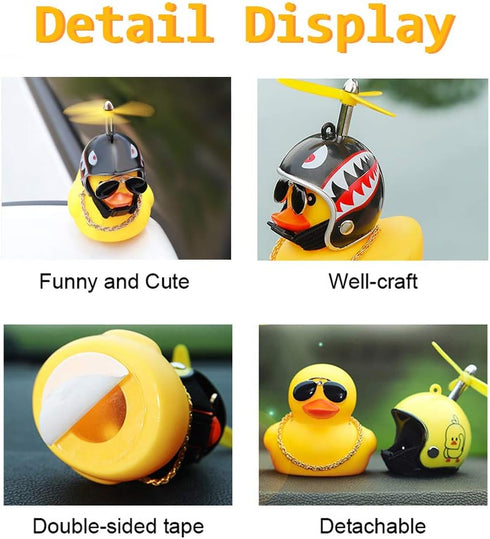 wonuu Car Duck, Rubber Duck Car Decorations, Dashboard 2-Pack Small Duck Ornaments with Propellers and Glasses