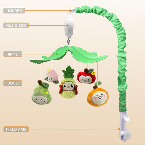 (35 Baby Crib Mobile for Boys & Girls- Fruity Delight Mobile for Crib with Gentle Rotation & Musical Function