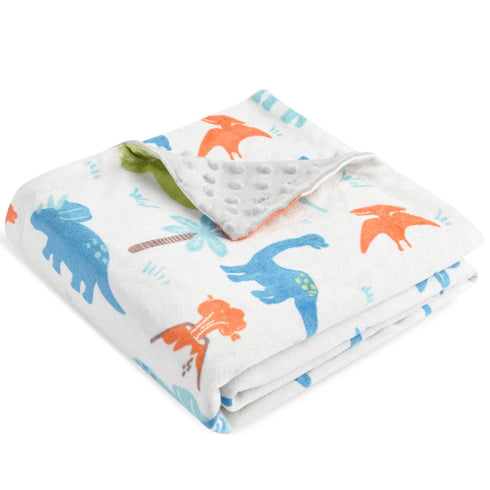 HOMRITAR Baby Blanket for Kids, Super Soft Minky Blanket with Dotted Backing, Dinosaurs Multicolor Printed for Toddlers